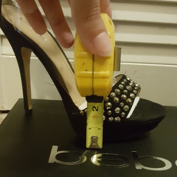 Black Suede embellished Bebe heels - Picture 4 of 5